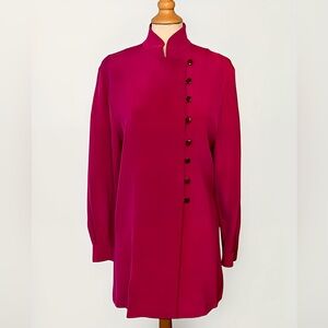 1980’s 100% Silk Jacket | Tunic Dress in Fuchsia Size 4
